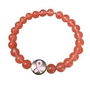 Breast Cancer Awareness Pink Ribbon Stretch Bracelet